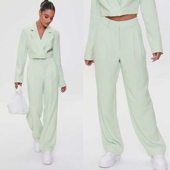 NWT Forever 21 Wide Leg High Rise Trousers - Picture 2 of 9